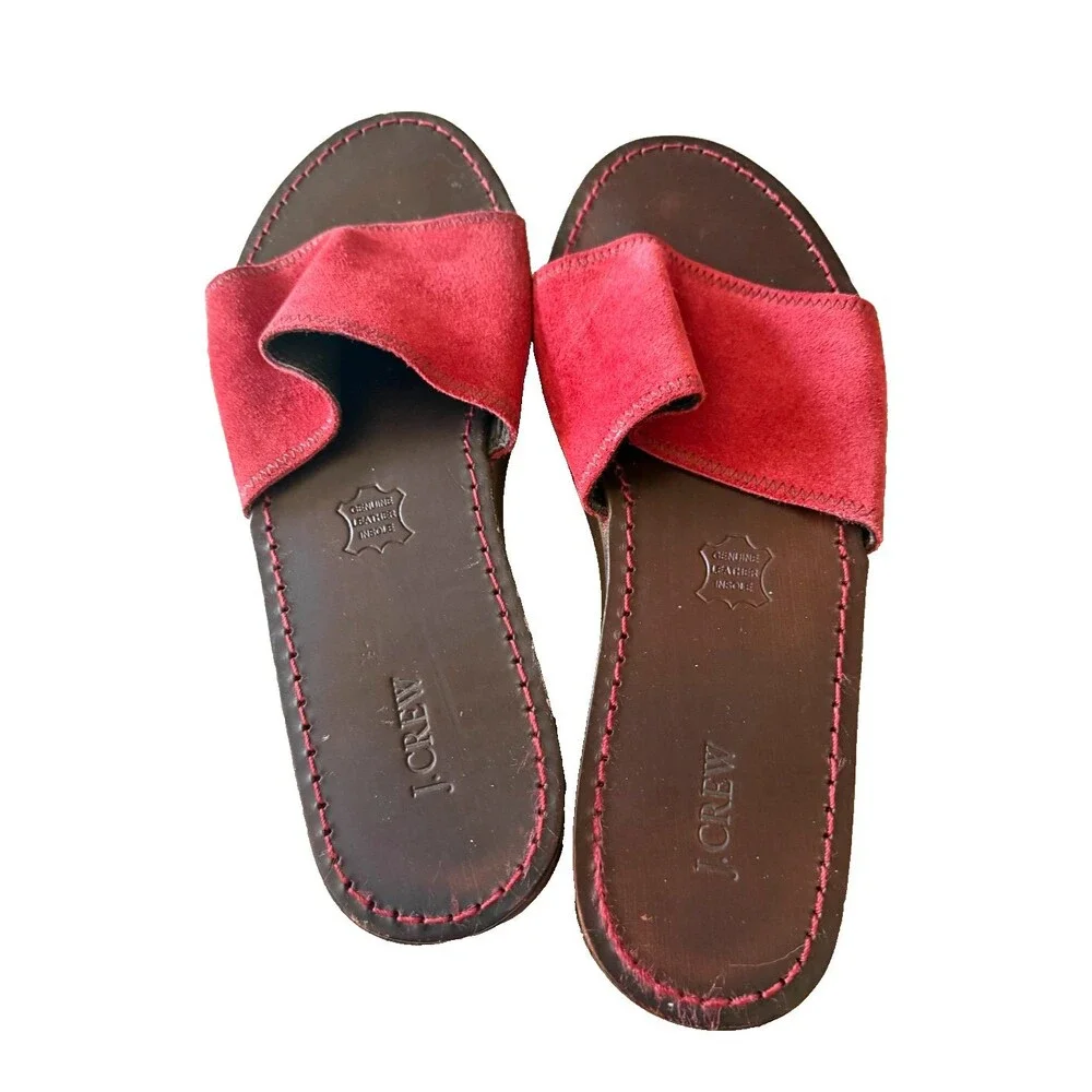J Crew Rust Suede Slip On Platform Sandals Size 9M